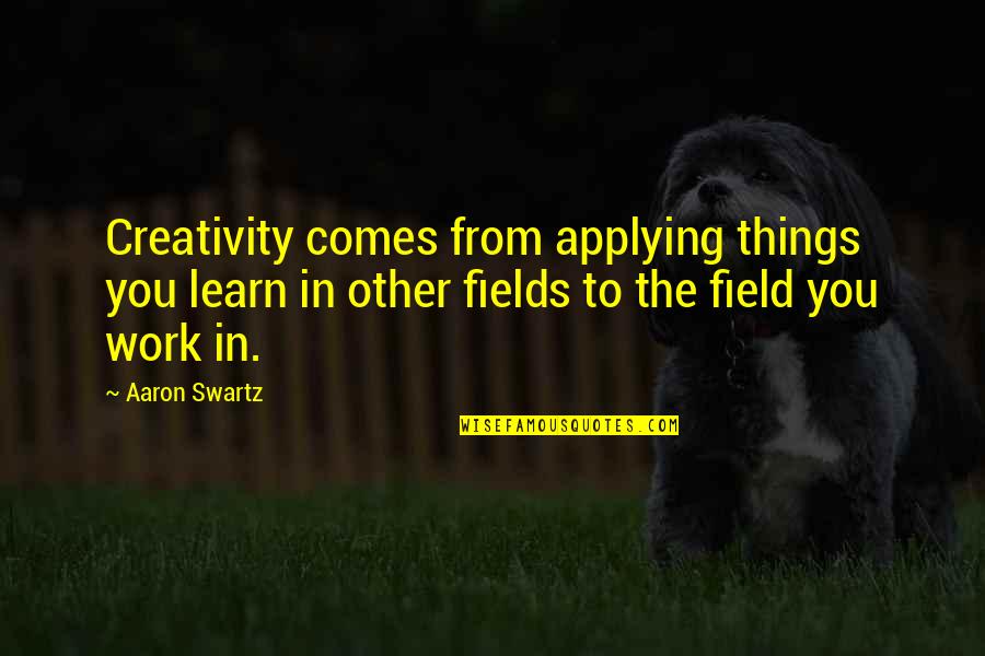 Burndy Crimper Quotes By Aaron Swartz: Creativity comes from applying things you learn in