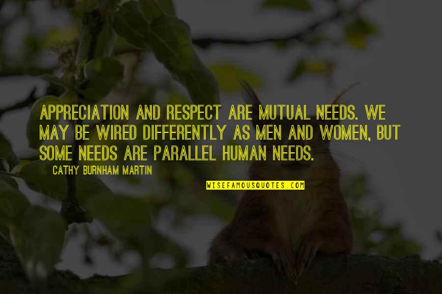 Burnham Quotes By Cathy Burnham Martin: Appreciation and respect are mutual needs. We may