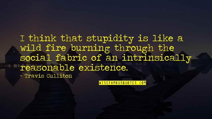 Burning Fire Quotes By Travis Culliton: I think that stupidity is like a wild