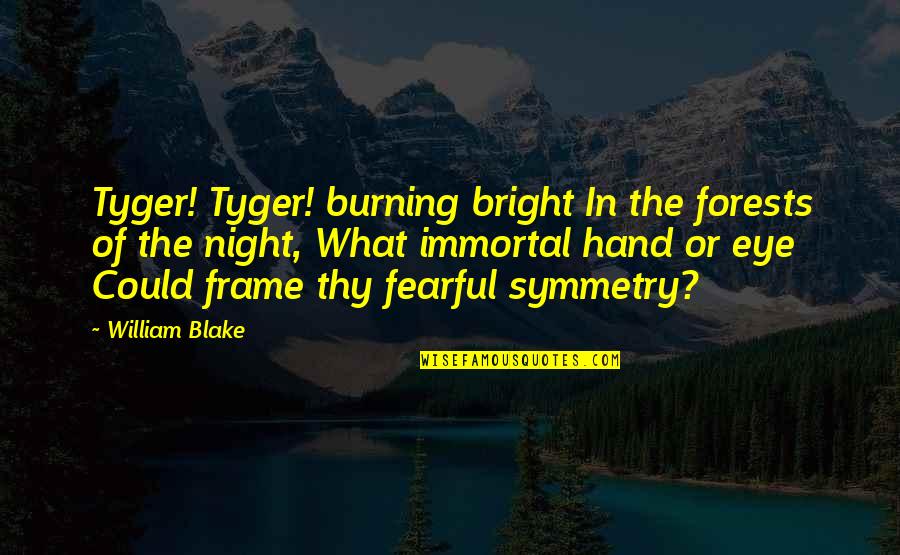 Burning Forests Quotes By William Blake: Tyger! Tyger! burning bright In the forests of Burning Forests Quotes By William Blake: Tyger! Tyger! burning bright In the forests of