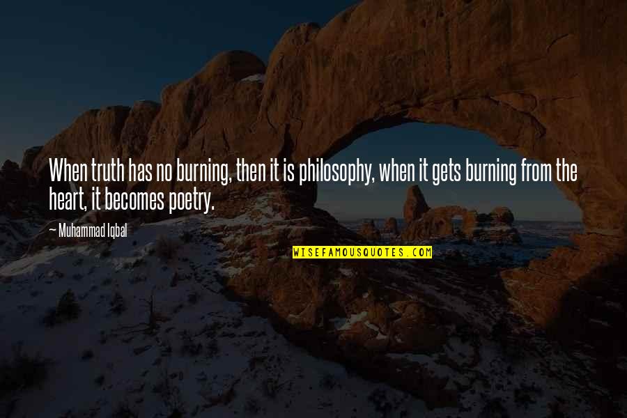 Burning Heart Quotes By Muhammad Iqbal: When truth has no burning, then it is