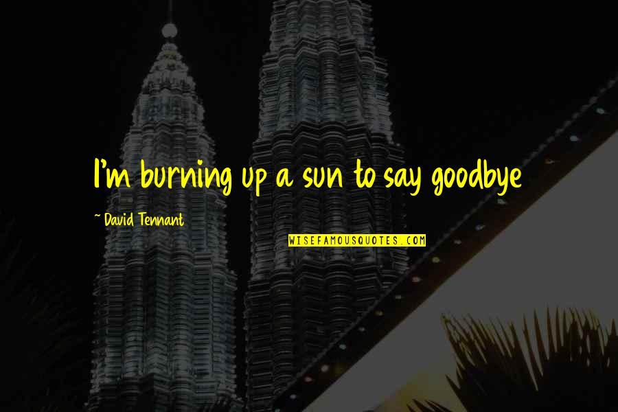 Burning Up Quotes By David Tennant: I'm burning up a sun to say goodbye Burning Up Quotes By David Tennant: I'm burning up a sun to say goodbye