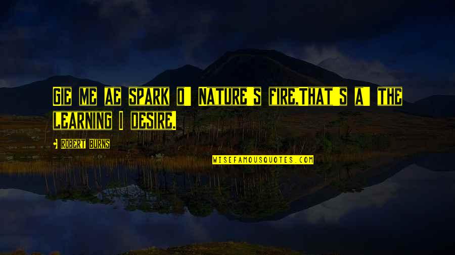 Burns Nature Quotes By Robert Burns: Gie me ae spark o' Nature's fire,That's a'
