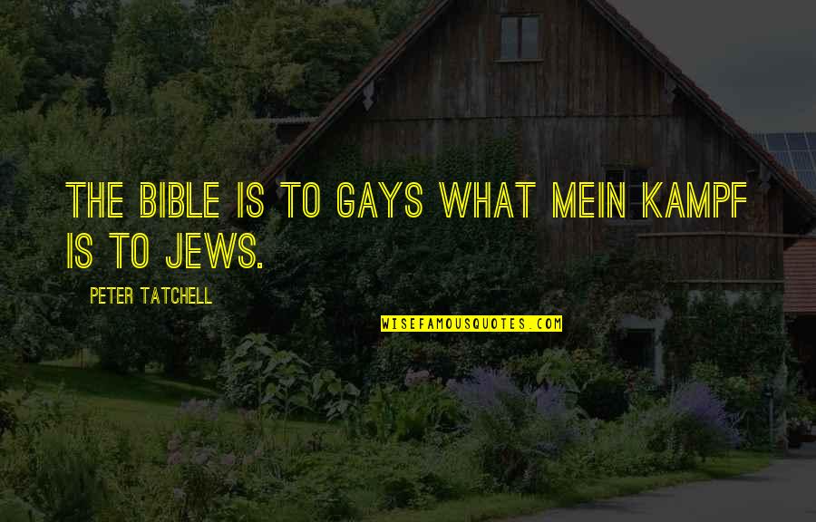 Burnt Offerings Quotes By Peter Tatchell: The Bible is to gays what Mein Kampf