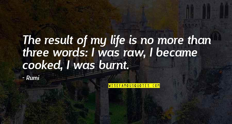 Burnt's Quotes By Rumi: The result of my life is no more