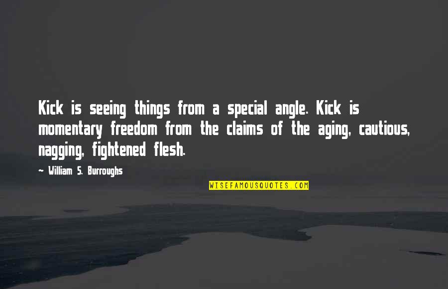 Burroughs Junkie Quotes By William S. Burroughs: Kick is seeing things from a special angle.