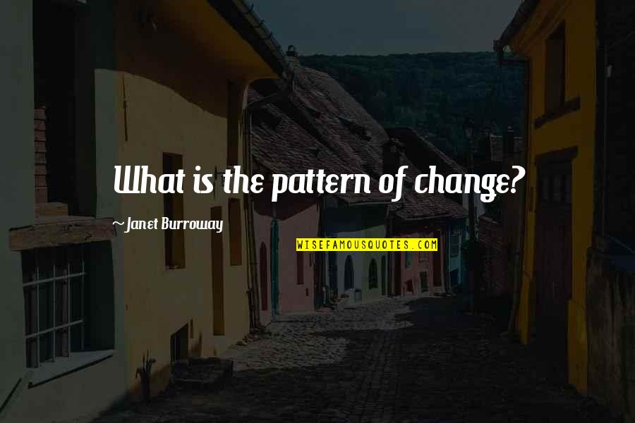 Burroway Quotes By Janet Burroway: What is the pattern of change?