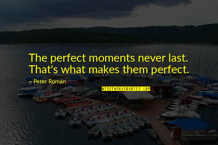 Bursik Social Disorganization Quotes By Peter Roman: The perfect moments never last. That's what makes