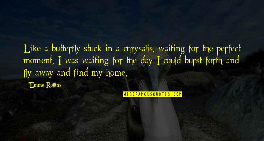 Burst Forth Quotes By Emme Rollins: Like a butterfly stuck in a chrysalis, waiting