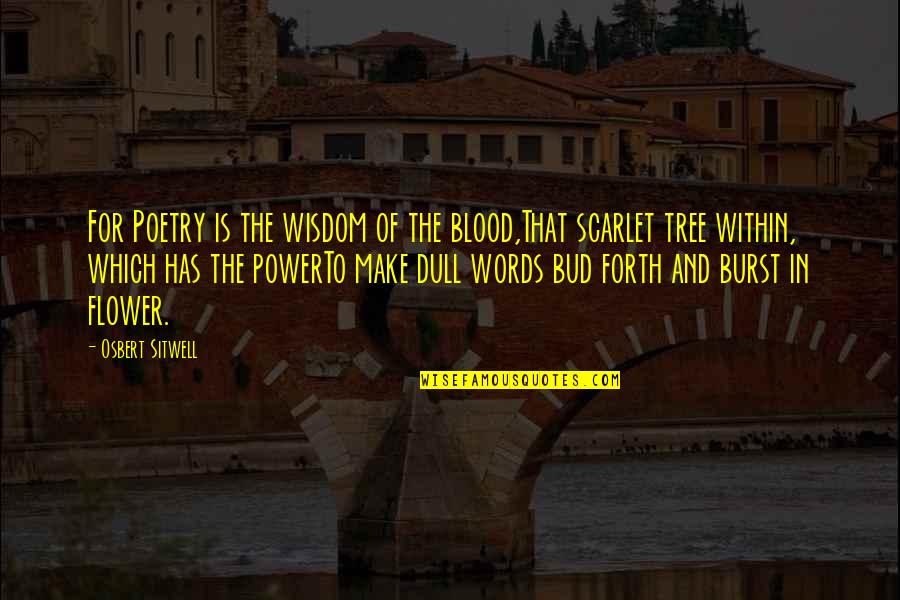 Burst Forth Quotes By Osbert Sitwell: For Poetry is the wisdom of the blood,That