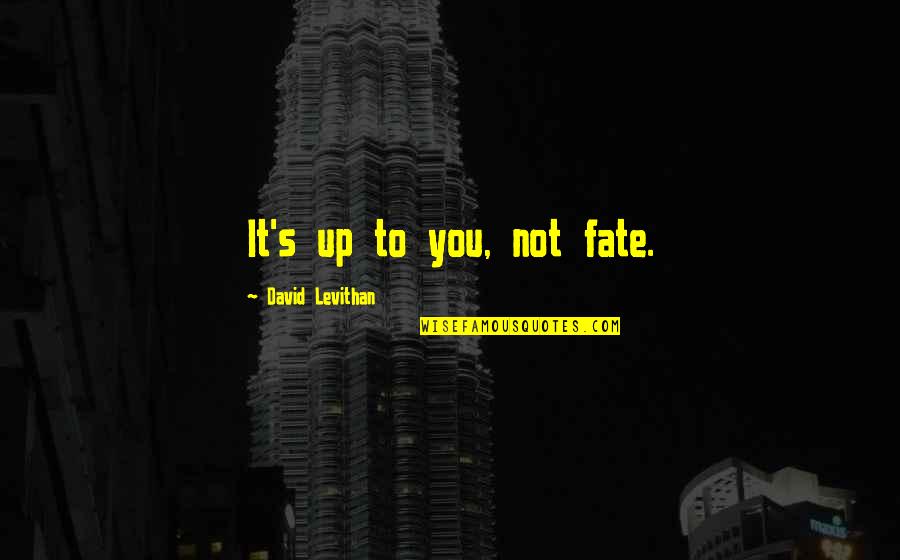 Burster Quotes By David Levithan: It's up to you, not fate.
