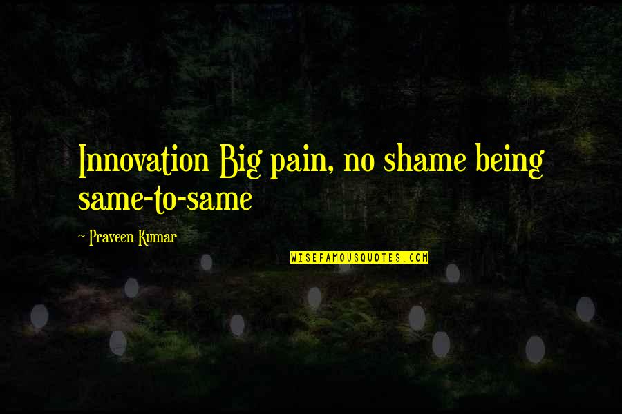Bursting Anger Quotes By Praveen Kumar: Innovation Big pain, no shame being same-to-same