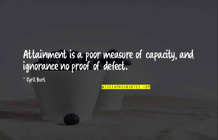 Burt Quotes By Cyril Burt: Attainment is a poor measure of capacity, and