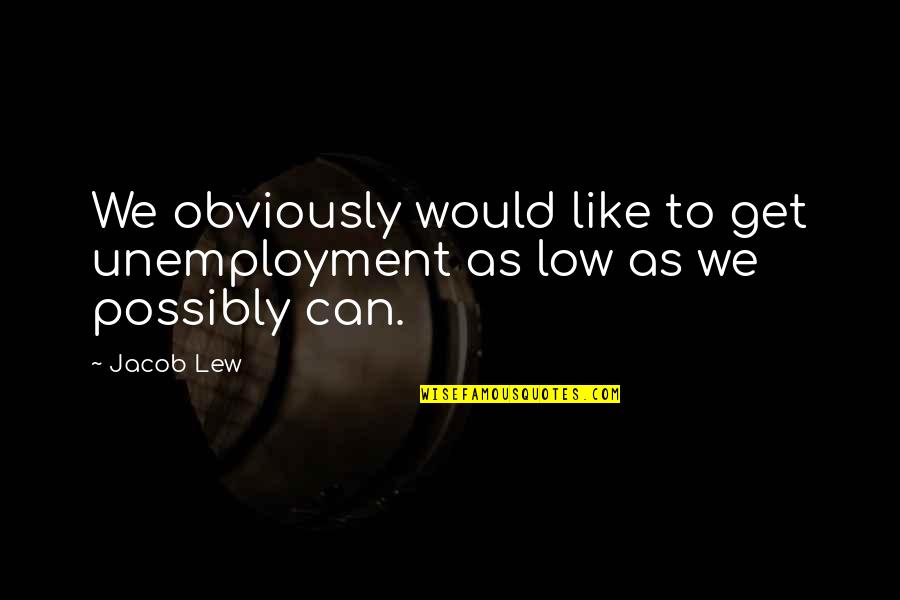 Burt's Bees Documentary Quotes By Jacob Lew: We obviously would like to get unemployment as