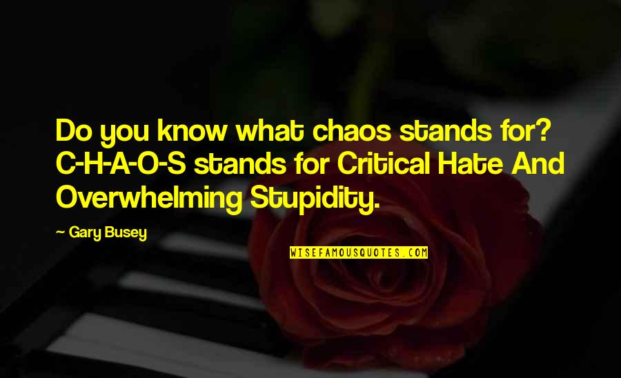 Busey Quotes By Gary Busey: Do you know what chaos stands for? C-H-A-O-S