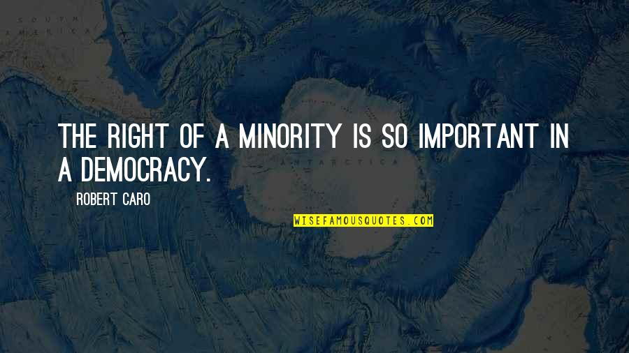Bushari Quotes By Robert Caro: The right of a minority is so important