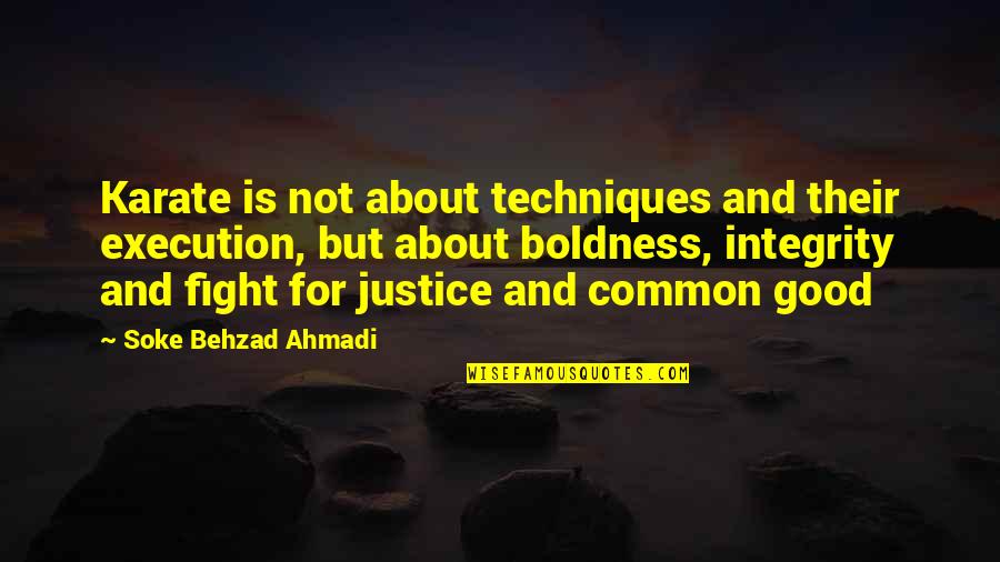 Bushido Martial Arts Quotes By Soke Behzad Ahmadi: Karate is not about techniques and their execution,