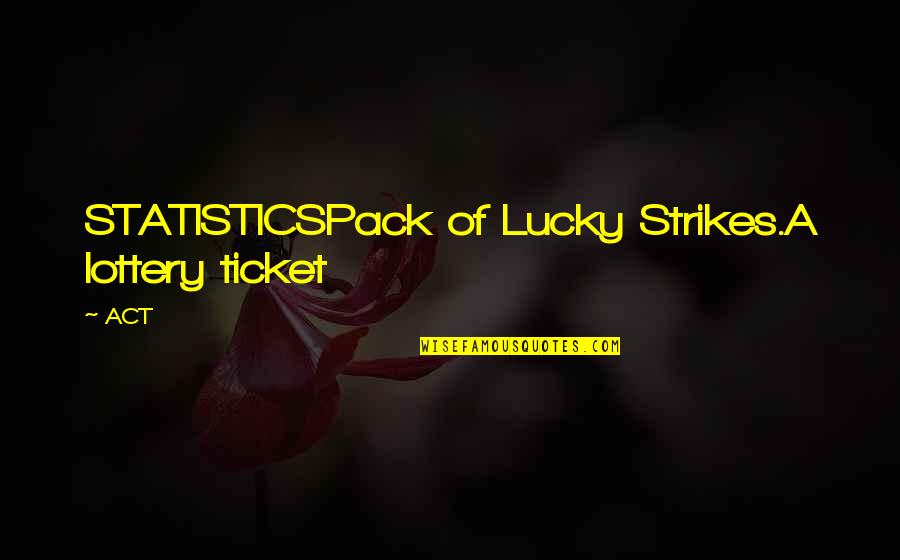 Bushy Eyebrows Quotes By ACT: STATISTICSPack of Lucky Strikes.A lottery ticket