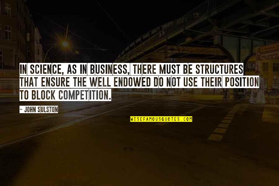 Business And Competition Quotes By John Sulston: In science, as in business, there must be