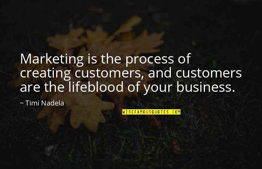 Business And Customers Quotes By Timi Nadela: Marketing is the process of creating customers, and