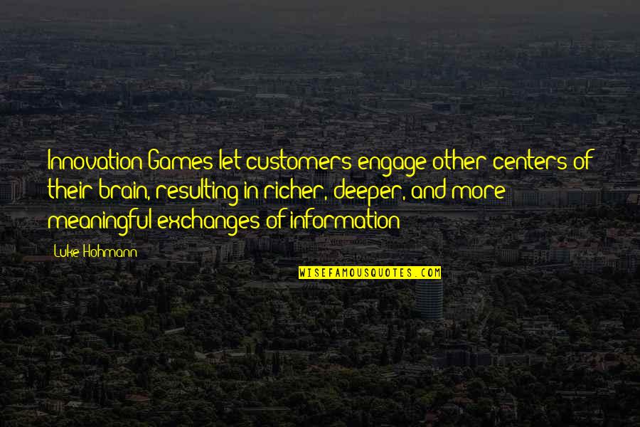 Business And Innovation Quotes By Luke Hohmann: Innovation Games let customers engage other centers of