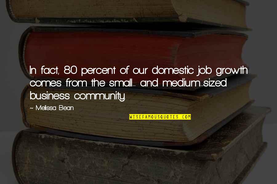 Business And Job Quotes By Melissa Bean: In fact, 80 percent of our domestic job