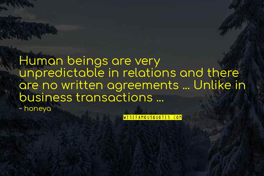 Business And Relationship Quotes By Honeya: Human beings are very unpredictable in relations and