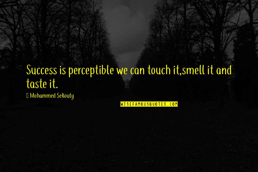 Business And Success Quotes By Mohammed Sekouty: Success is perceptible we can touch it,smell it