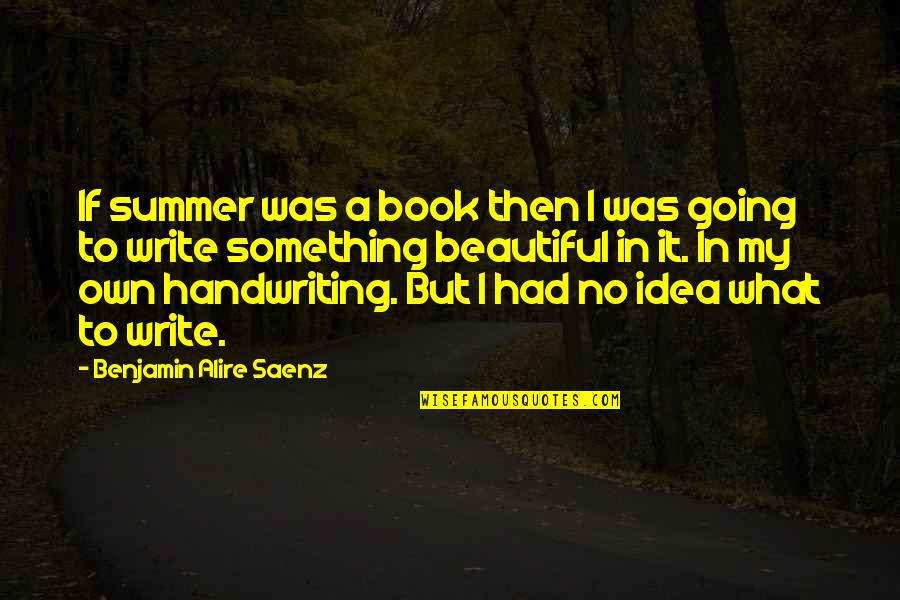Business Aspirations Quotes By Benjamin Alire Saenz: If summer was a book then I was