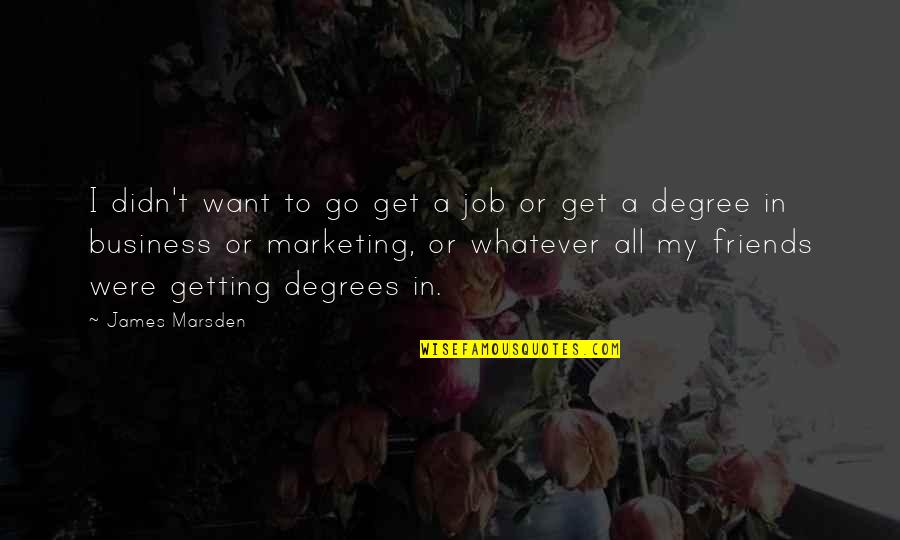 Business Degree Quotes By James Marsden: I didn't want to go get a job