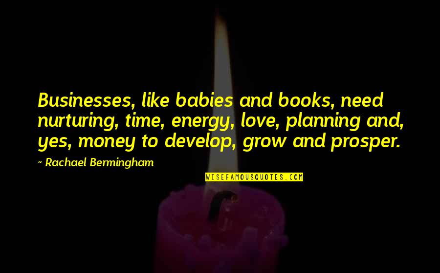 Business Development Motivational Quotes By Rachael Bermingham: Businesses, like babies and books, need nurturing, time,