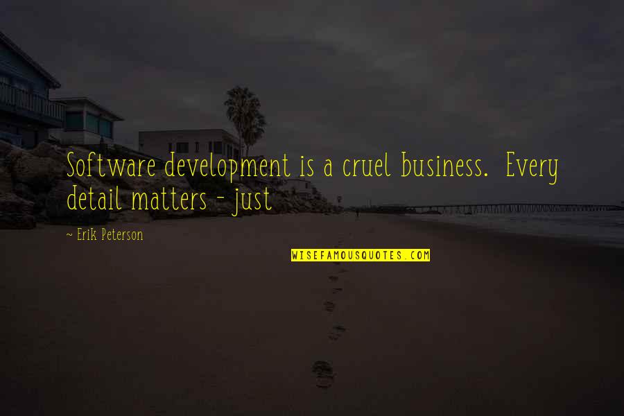 Business Development Quotes By Erik Peterson: Software development is a cruel business. Every detail