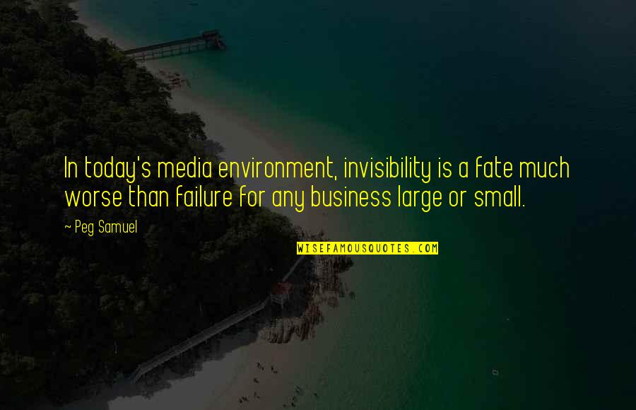 Business Failure Quotes By Peg Samuel: In today's media environment, invisibility is a fate