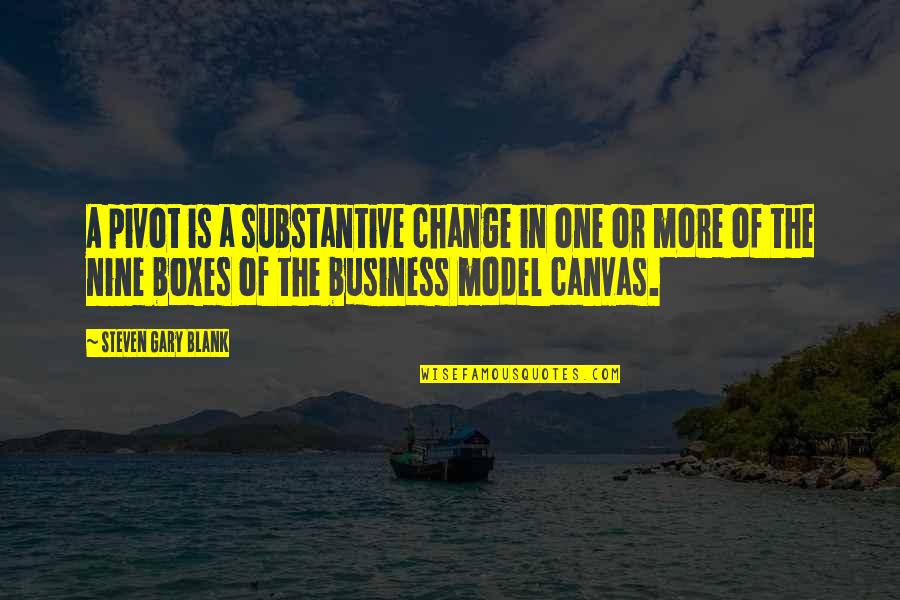 Business Model Change Quotes By Steven Gary Blank: A pivot is a substantive change in one