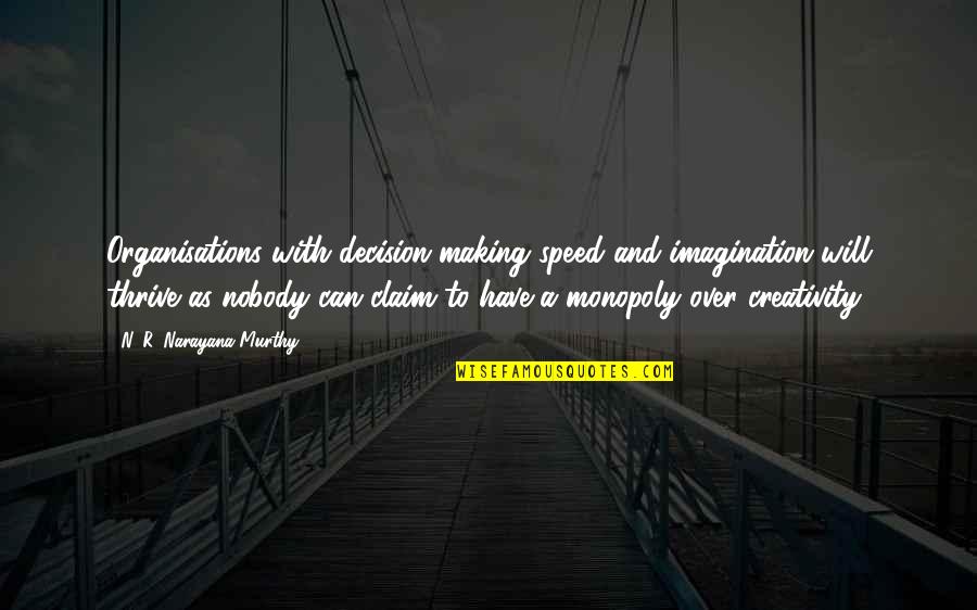 Business Monopoly Quotes By N. R. Narayana Murthy: Organisations with decision-making speed and imagination will thrive