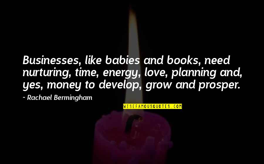 Business Motivational Quotes By Rachael Bermingham: Businesses, like babies and books, need nurturing, time,
