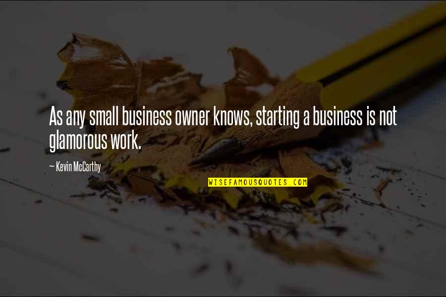 Business Owner Quotes By Kevin McCarthy: As any small business owner knows, starting a