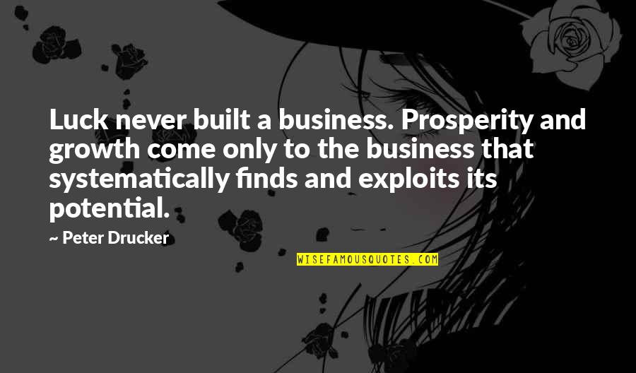 Business Prosperity Quotes By Peter Drucker: Luck never built a business. Prosperity and growth