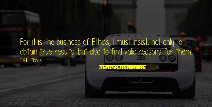 Business Results Quotes By G.E. Moore: For it is the business of Ethics, I