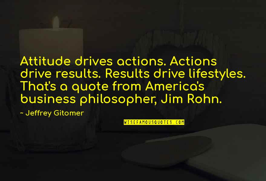 Business Results Quotes By Jeffrey Gitomer: Attitude drives actions. Actions drive results. Results drive