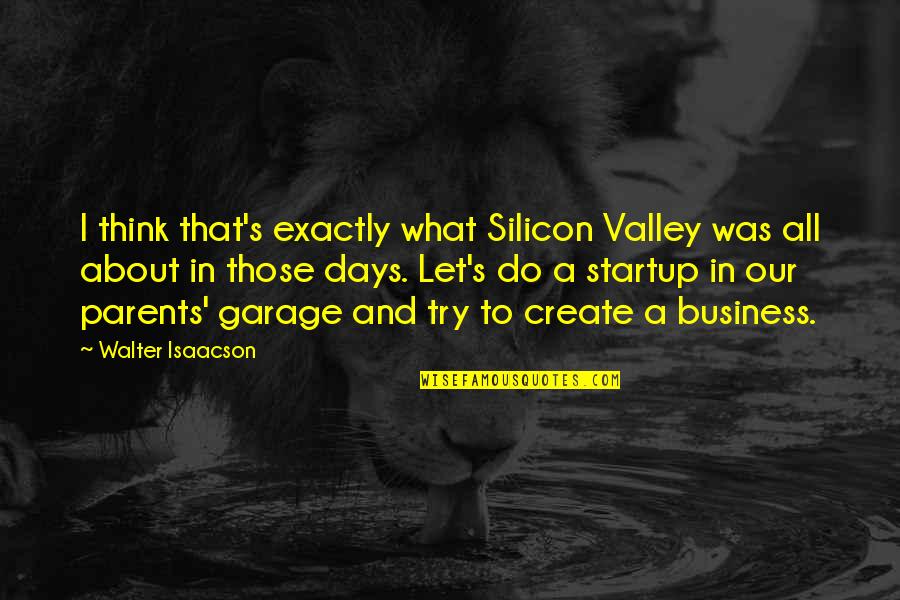 Business Startup Quotes By Walter Isaacson: I think that's exactly what Silicon Valley was