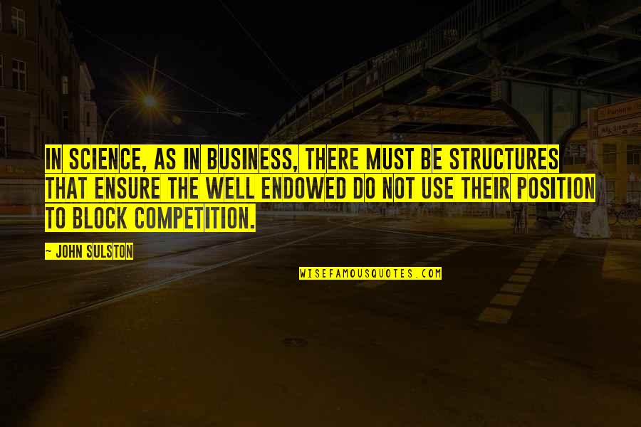 Business Structures Quotes By John Sulston: In science, as in business, there must be
