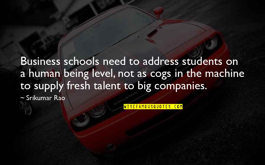 Business Students Quotes By Srikumar Rao: Business schools need to address students on a