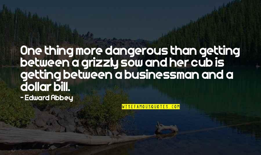 Businessman Quotes By Edward Abbey: One thing more dangerous than getting between a