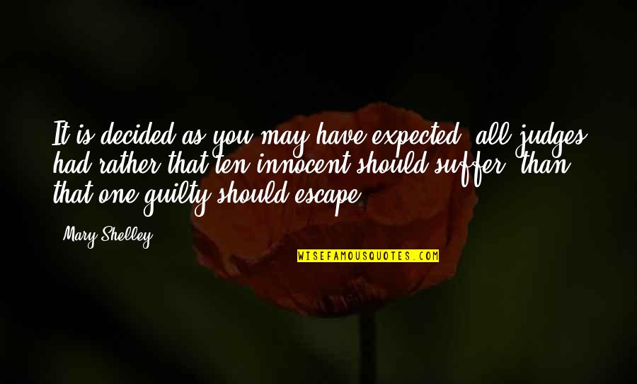 Busmans Friend Quotes By Mary Shelley: It is decided as you may have expected;