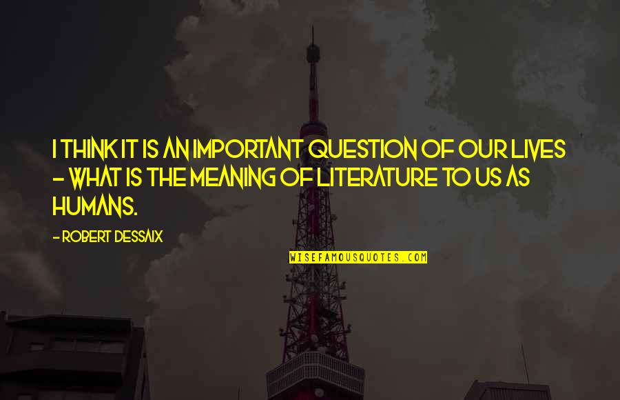 Bussinger Archaeological Site Quotes By Robert Dessaix: I think it is an important question of Bussinger Archaeological Site Quotes By Robert Dessaix: I think it is an important question of