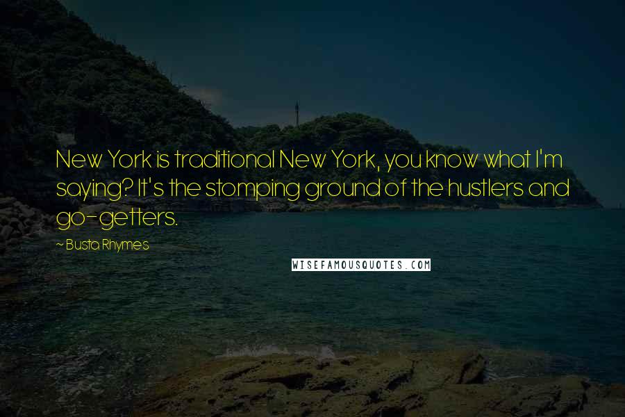 Busta Rhymes quotes: New York is traditional New York, you know what I'm saying? It's the stomping ground of the hustlers and go-getters.
