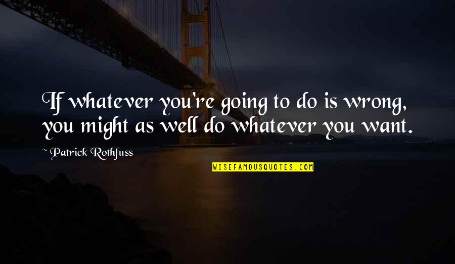 Busy Bodies Quotes By Patrick Rothfuss: If whatever you're going to do is wrong,