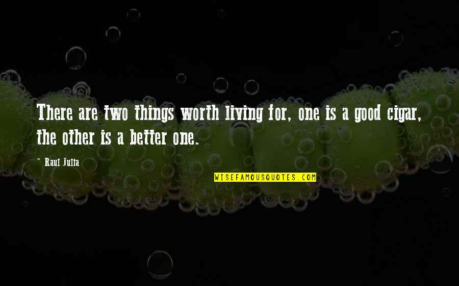 Busy Counting Stars Quotes By Raul Julia: There are two things worth living for, one