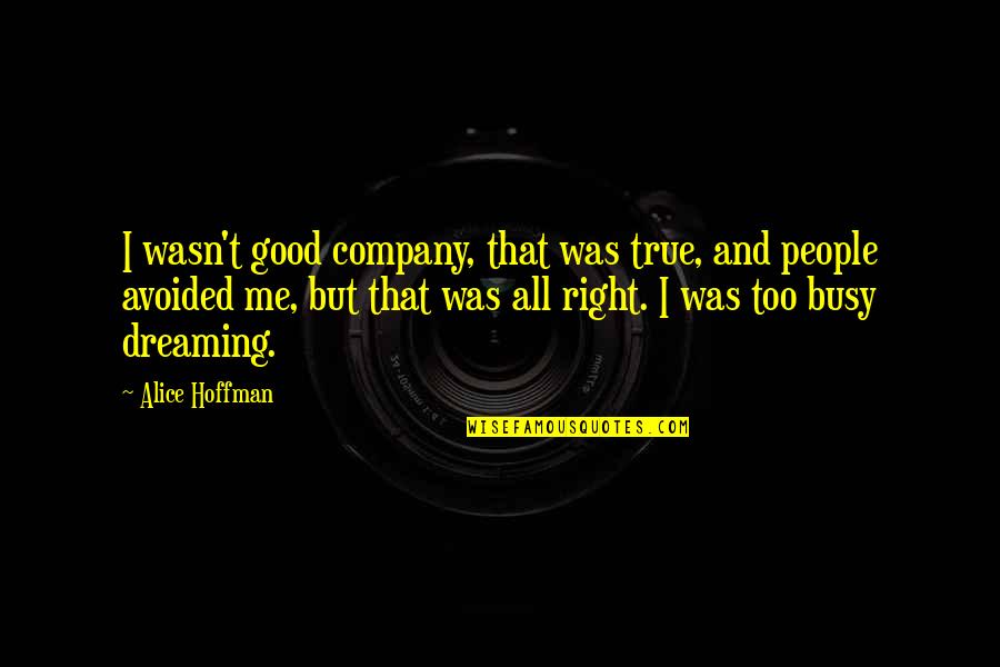 Busy People Quotes By Alice Hoffman: I wasn't good company, that was true, and